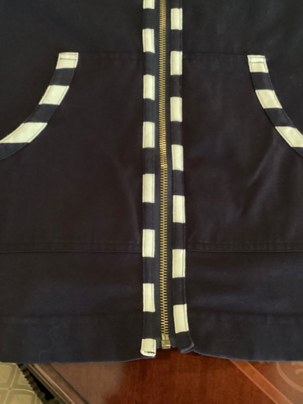 DUFFIELD LANE NAVY WHITE ZIP-UP LONG SLEEVE COTTON JACKET SIZE L - Picture 4 of 10